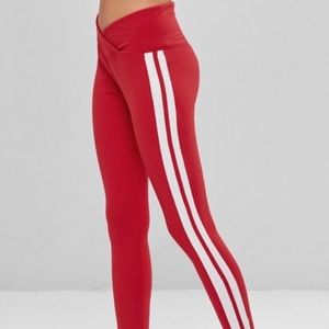 Tulip Waist Striped Sports Leggings
